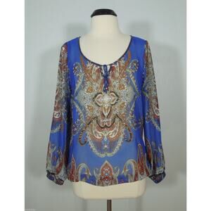 JEANS BUFFLO Blouse M MEDIUM Womens Sheer Paisley Beads Embellished